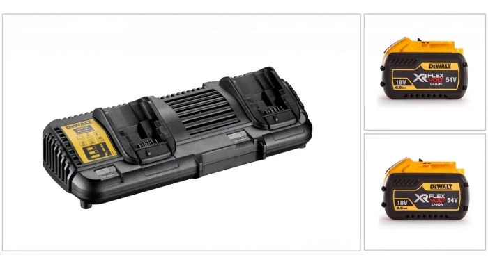 Kit de démarrage sans fil DeWalt DCB132X2 Set de démarrage 18V / 54V FlexVolt Li-Ion (2x batterie 9.0Ah) + chargeur double - DCB132X2-QW 3 Kit de démarrage sans fil DeWalt DCB132X2 Set de démarrage 18V / 54V FlexVolt Li-Ion (2x batterie 9.0Ah) + chargeur double - DCB132X2-QW